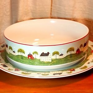 Warren Kimble 1998 Brandon House 9" Veggie Bowl & 12" Plate